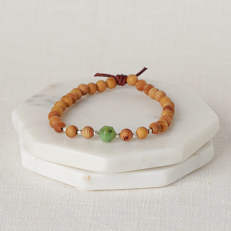 Birthstone Bracelet, 6 mm gemstones, Sandalwood, May – Chrysoprase, Essential Oil Jewelry, Essential Oil Diffuser Bracelet, Wood Diffuser Beads