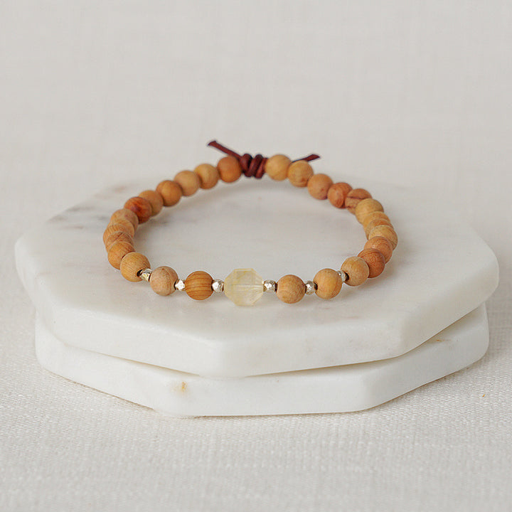 Birthstone Bracelet, 6 mm gemstones, Sandalwood, November – Citrine, Essential Oil Jewelry, Essential Oil Diffuser Bracelet, Wood Diffuser Beads