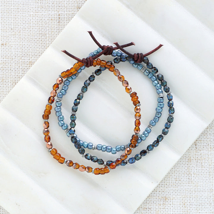 Holiday Cheer Bracelet Set - Navy, Luster Blue, & Copper Topaz | Set of 3 Bracelets
