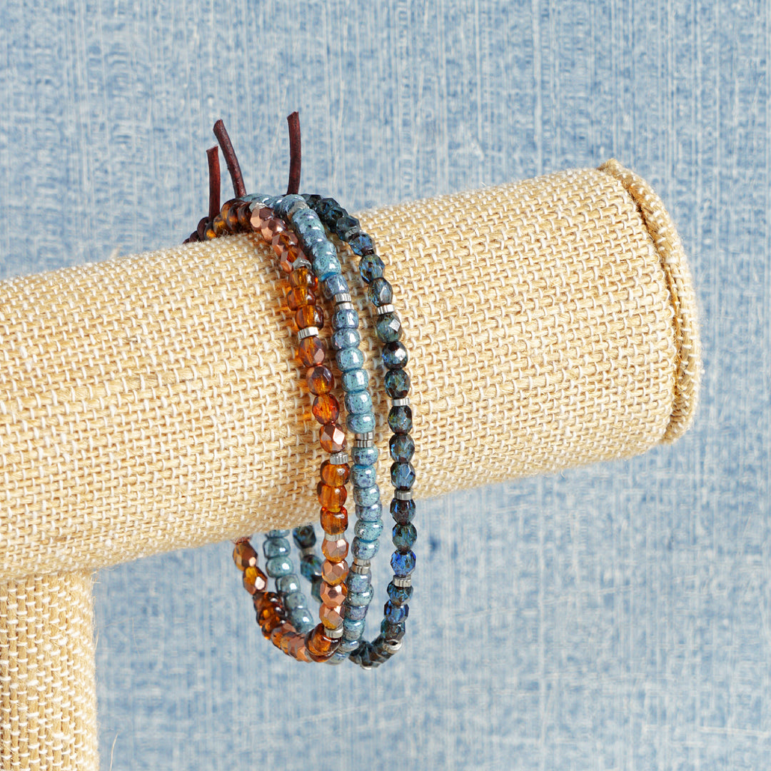 Holiday Cheer Bracelet Set - Navy, Luster Blue, & Copper Topaz | Set of 3 Bracelets