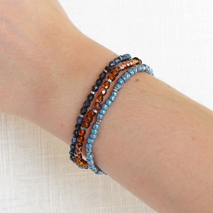 Holiday Cheer Bracelet Set - Navy, Luster Blue, & Copper Topaz | Set of 3 Bracelets
