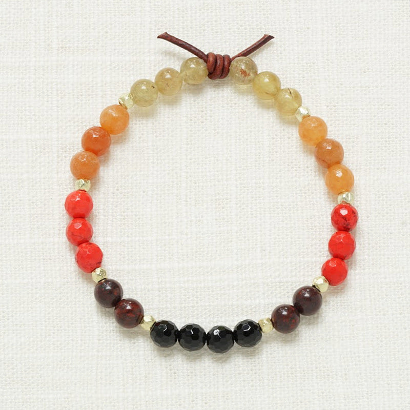 Brighter Than The Fire Mini Bracelet, Sons of the Flag, 6mm Gemstones, Yellow Apatite, Red Aventurine, Red Magnesite, Red Jasper, Black Onyx