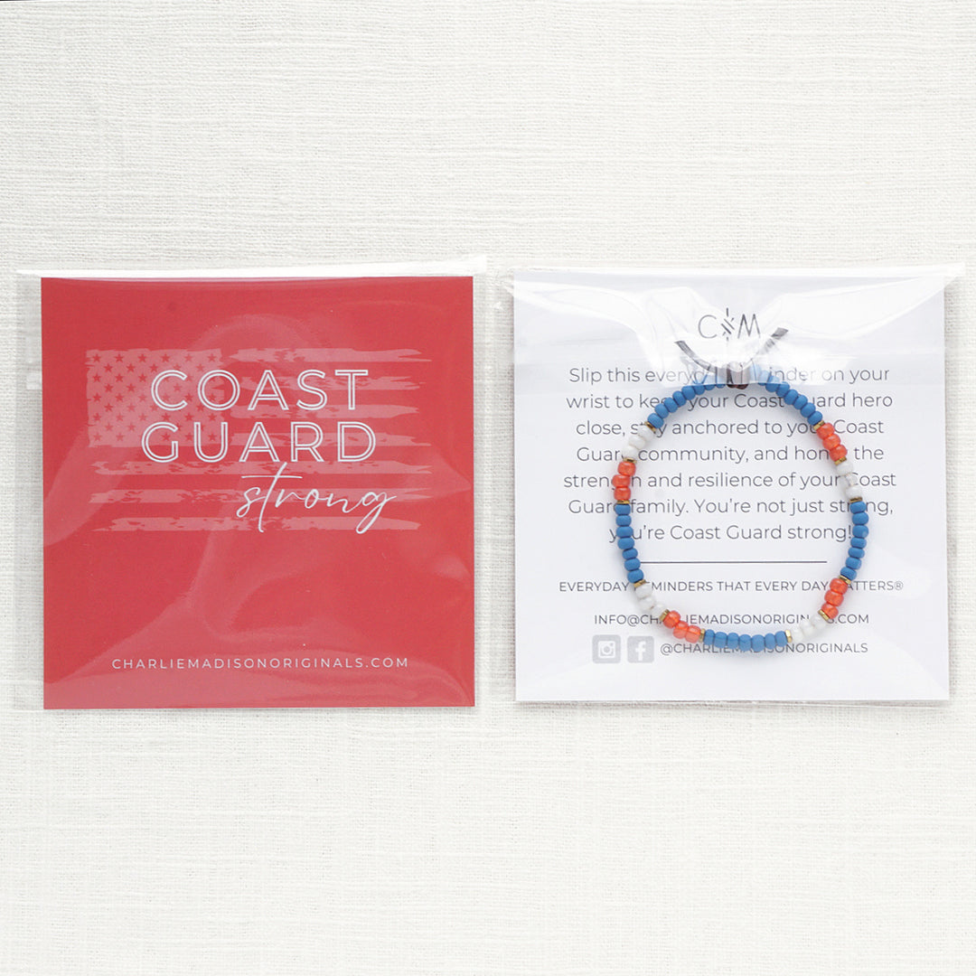 Coast Guard Strong Bracelet | Tiny Stacker Seed Bead Bracelet