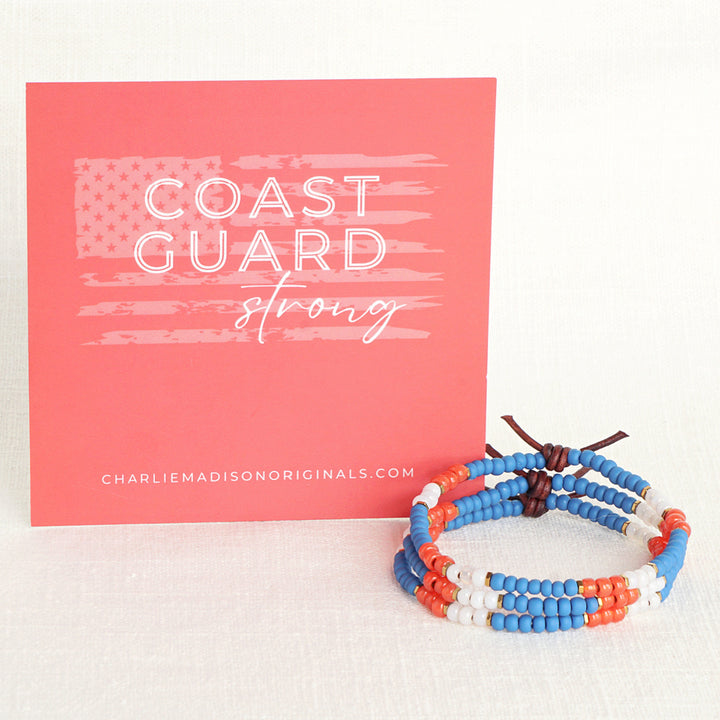 Coast Guard Strong Bracelet | Tiny Stacker Seed Bead Bracelet