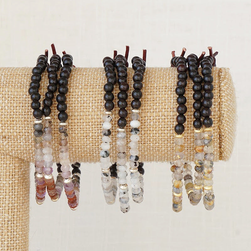 Dream Big Bracelets on Jewelry Holder, Auralite 23 Cacoxenite, Golden Rutile Quartz, Rainbow Moonstone, Meaningful Jewelry, Believe In Your Dreams, Turn Dreams Into Reality, Essential Oil Diffuser Bracelet