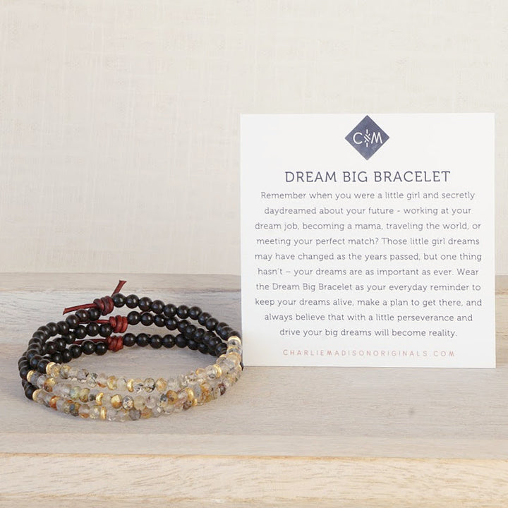 Dream Big Bracelet Stack of Three with Meaning Card - Wear the Dream Big Bracelet as your everyday reminder to keep your dreams alive, make a plan to get there, and always believe that with a little perseverance and drive your big dreams will become reality.