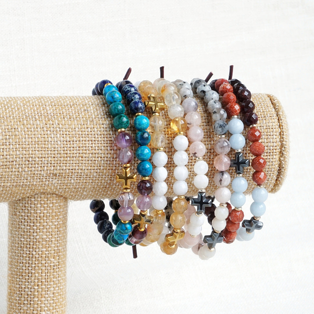 Faith Over Fear Blue Jasper Mini Bracelet | A Bracelet To Anchor You To Your Faith