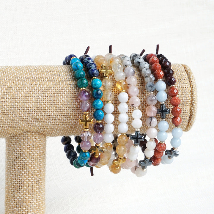 Faith Over Fear Blue Jasper Mini Bracelet | A Bracelet To Anchor You To Your Faith