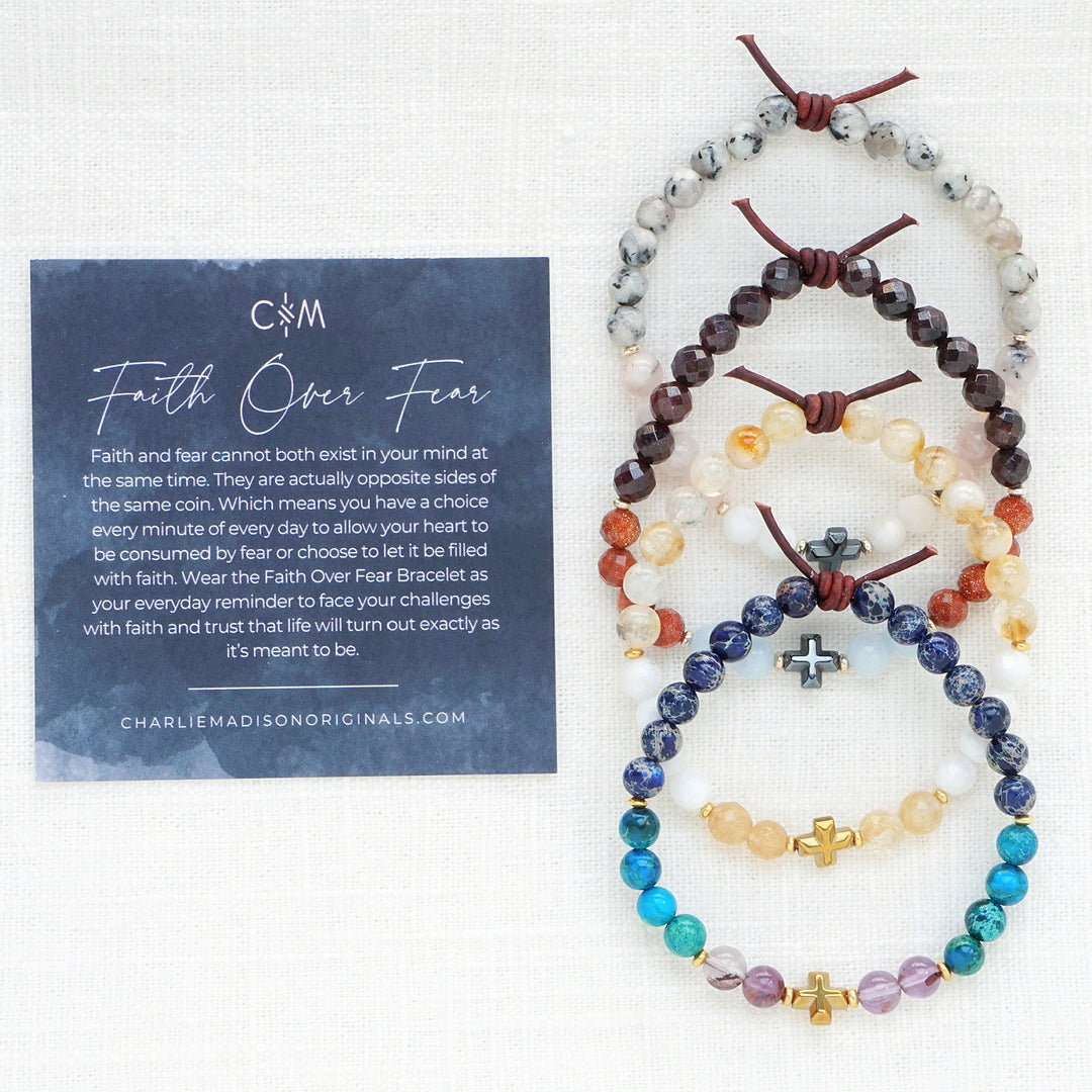 Faith Over Fear Blue Jasper Mini Bracelet | A Bracelet To Anchor You To Your Faith