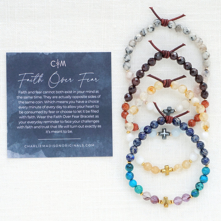Faith Over Fear Blue Jasper Mini Bracelet | A Bracelet To Anchor You To Your Faith
