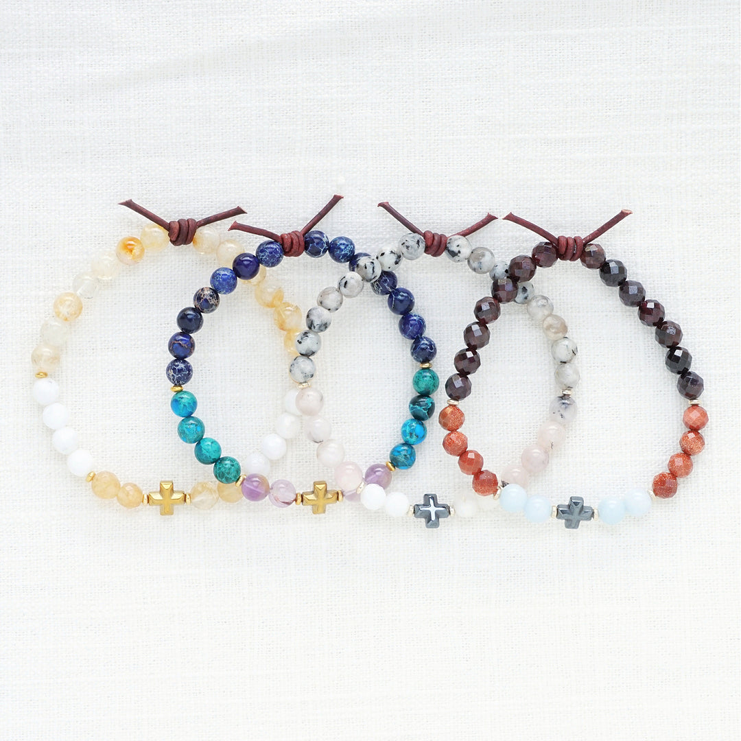 Faith Over Fear Blue Jasper Mini Bracelet | A Bracelet To Anchor You To Your Faith