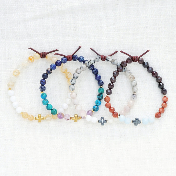 Faith Over Fear Blue Jasper Mini Bracelet | A Bracelet To Anchor You To Your Faith