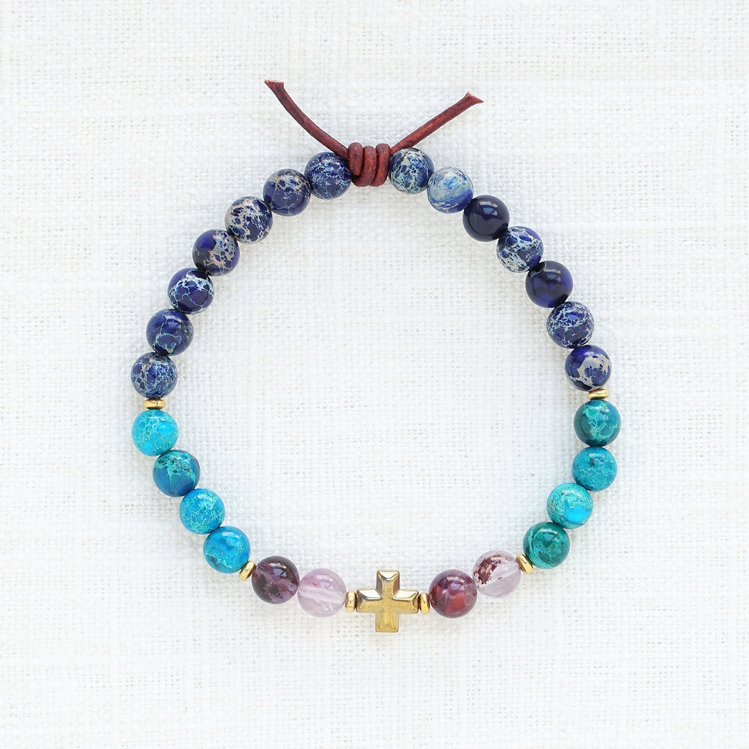 Faith Over Fear Blue Jasper Mini Bracelet | A Bracelet To Anchor You To Your Faith