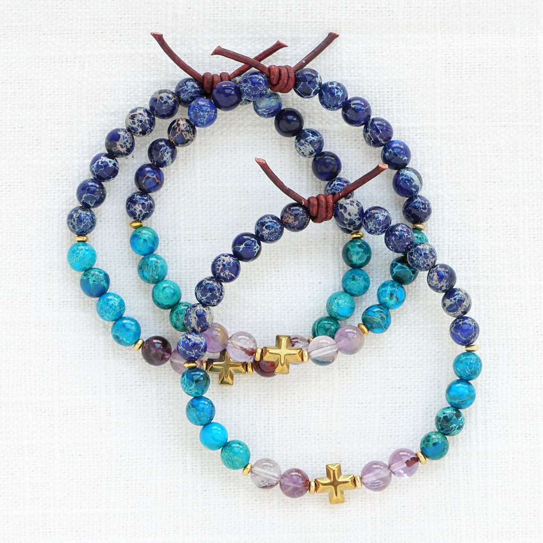 Faith Over Fear Blue Jasper Mini Bracelet | A Bracelet To Anchor You To Your Faith