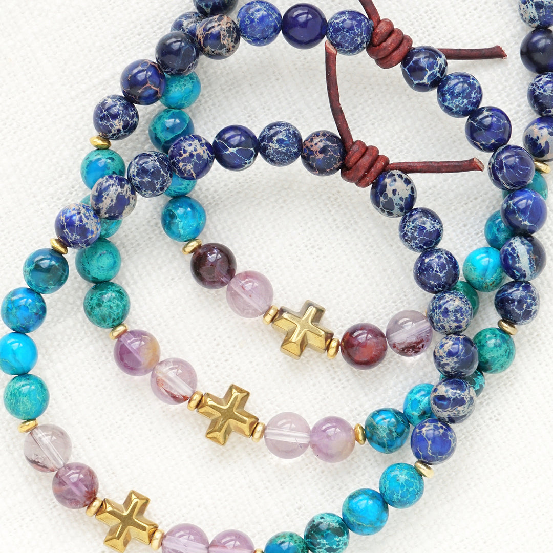 Faith Over Fear Blue Jasper Mini Bracelet | A Bracelet To Anchor You To Your Faith