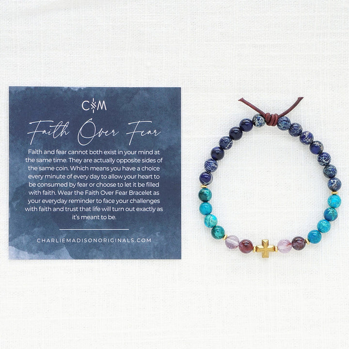 Faith Over Fear Blue Jasper Mini Bracelet | A Bracelet To Anchor You To Your Faith