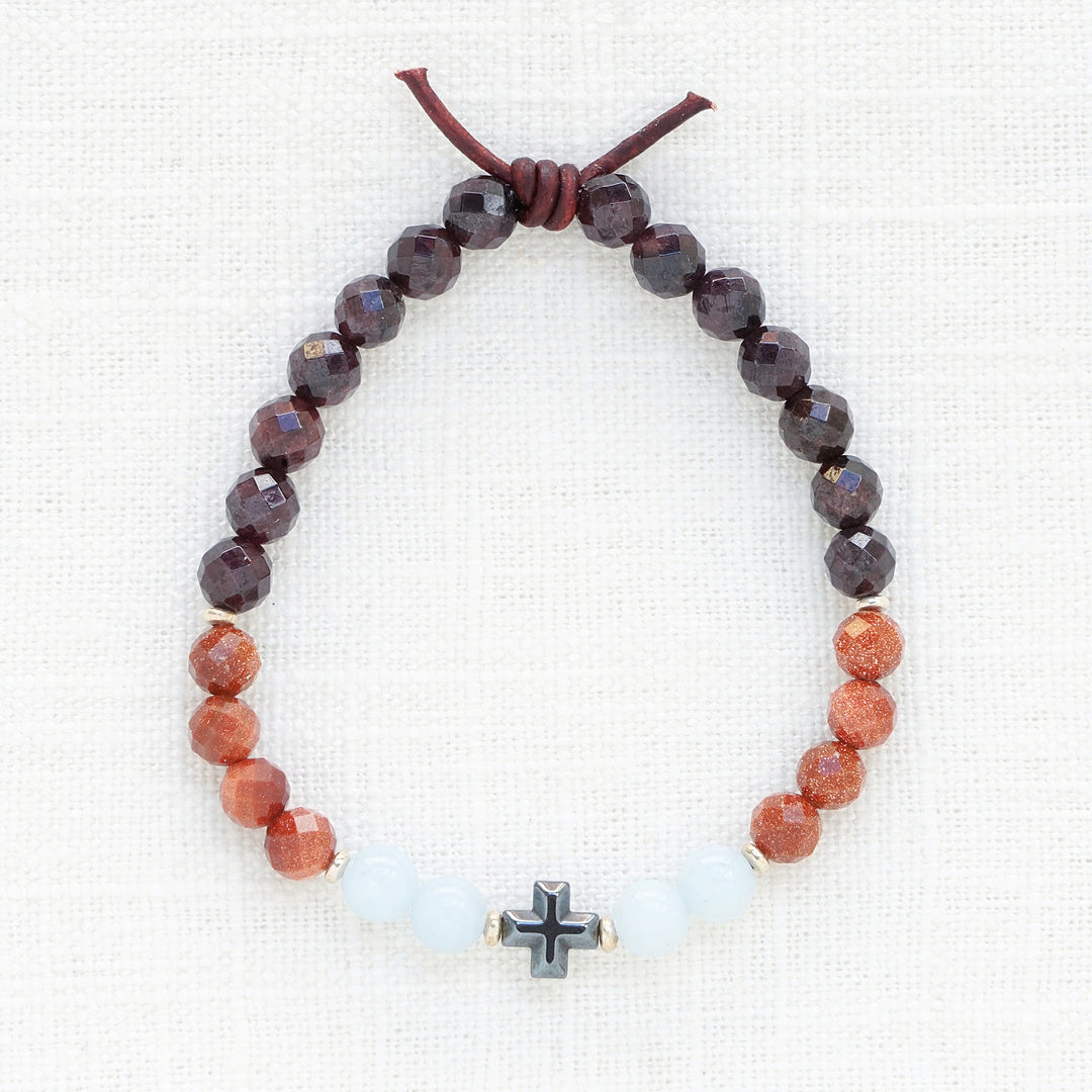 Faith Over Fear Garnet Mini Bracelet | A Bracelet To Anchor You To Your Faith