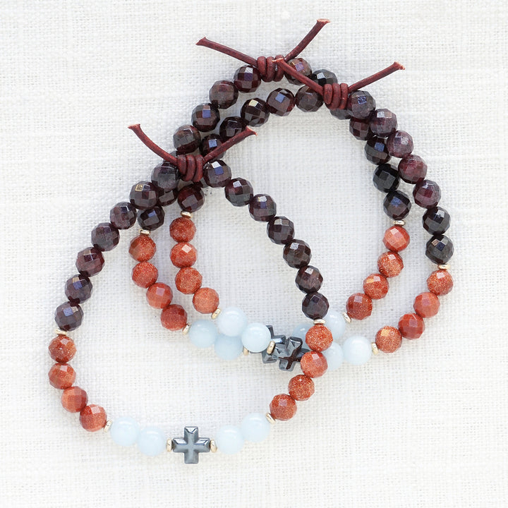 Faith Over Fear Garnet Mini Bracelet | A Bracelet To Anchor You To Your Faith