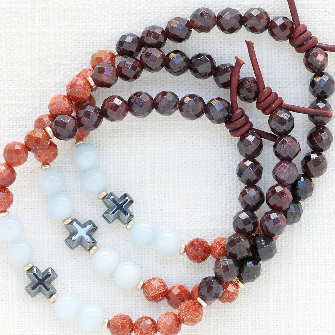 Faith Over Fear Garnet Mini Bracelet | A Bracelet To Anchor You To Your Faith