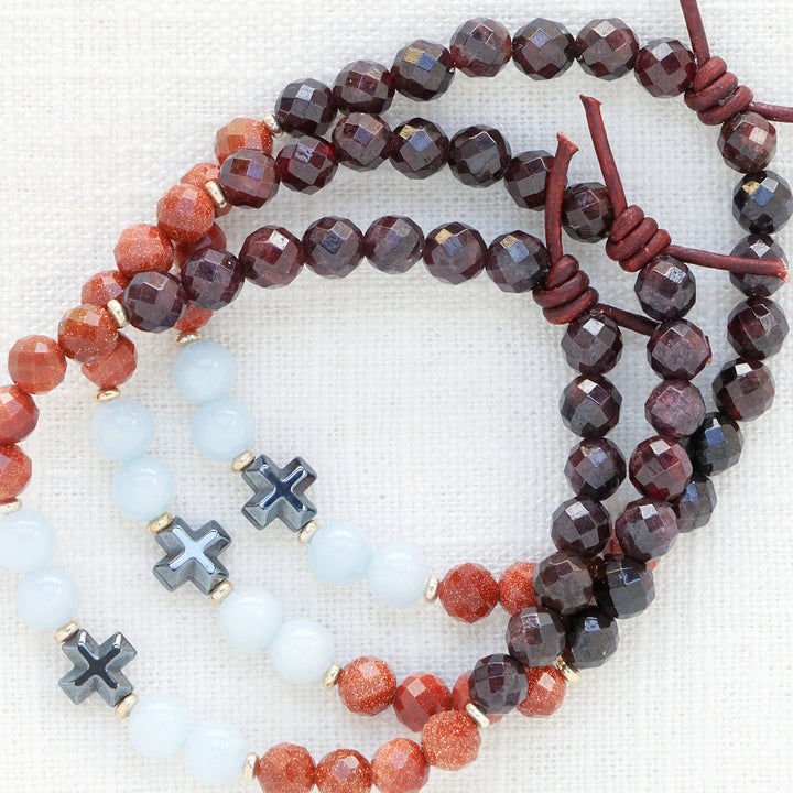 Faith Over Fear Garnet Mini Bracelet | A Bracelet To Anchor You To Your Faith