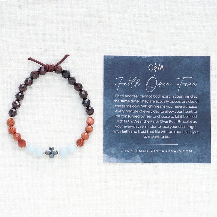 Faith Over Fear Garnet Mini Bracelet | A Bracelet To Anchor You To Your Faith