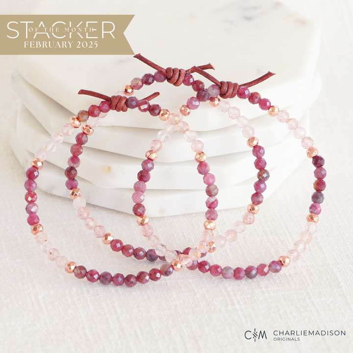 Strawberry Quartz & Pink Tourmaline Tiny Bracelet | February 2025 Stacker of the Month