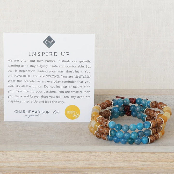 Inspire Up Bracelet with Meaning Card - We are often our own barrier. It stunts our growth, wanting us to stay playing it safe and comfortable. But that is trepidation leading your way; don't let it. You are POWERFUL. You are STRONG. You are LIMITLESS. Wear this bracelet as an everyday reminder that you CAN do all the things. Do not let fear of failure stop you from chasing your passions. You are smarter than you think and braver than you feel. You, my dear, are inspiring. Inspire Up and lead the way.