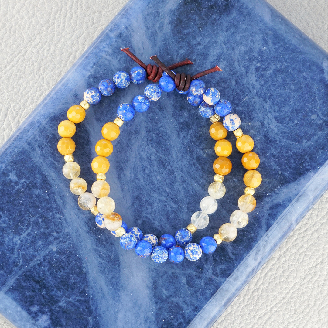 Blue Impression Jasper, Citrine, & Mookaite Mini Stacker | January Stacker of the Month