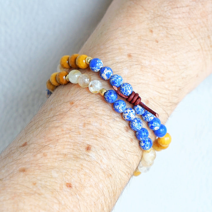 Blue Impression Jasper, Citrine, & Mookaite Mini Stacker | January Stacker of the Month