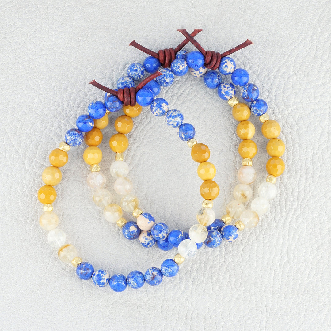 Blue Impression Jasper, Citrine, & Mookaite Mini Stacker | January Stacker of the Month