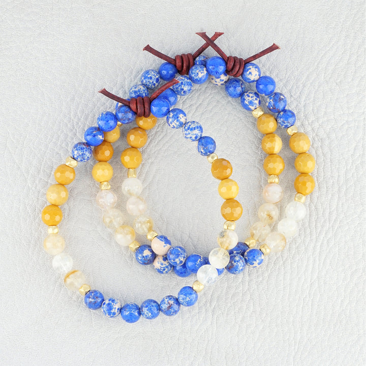 Blue Impression Jasper, Citrine, & Mookaite Mini Stacker | January Stacker of the Month