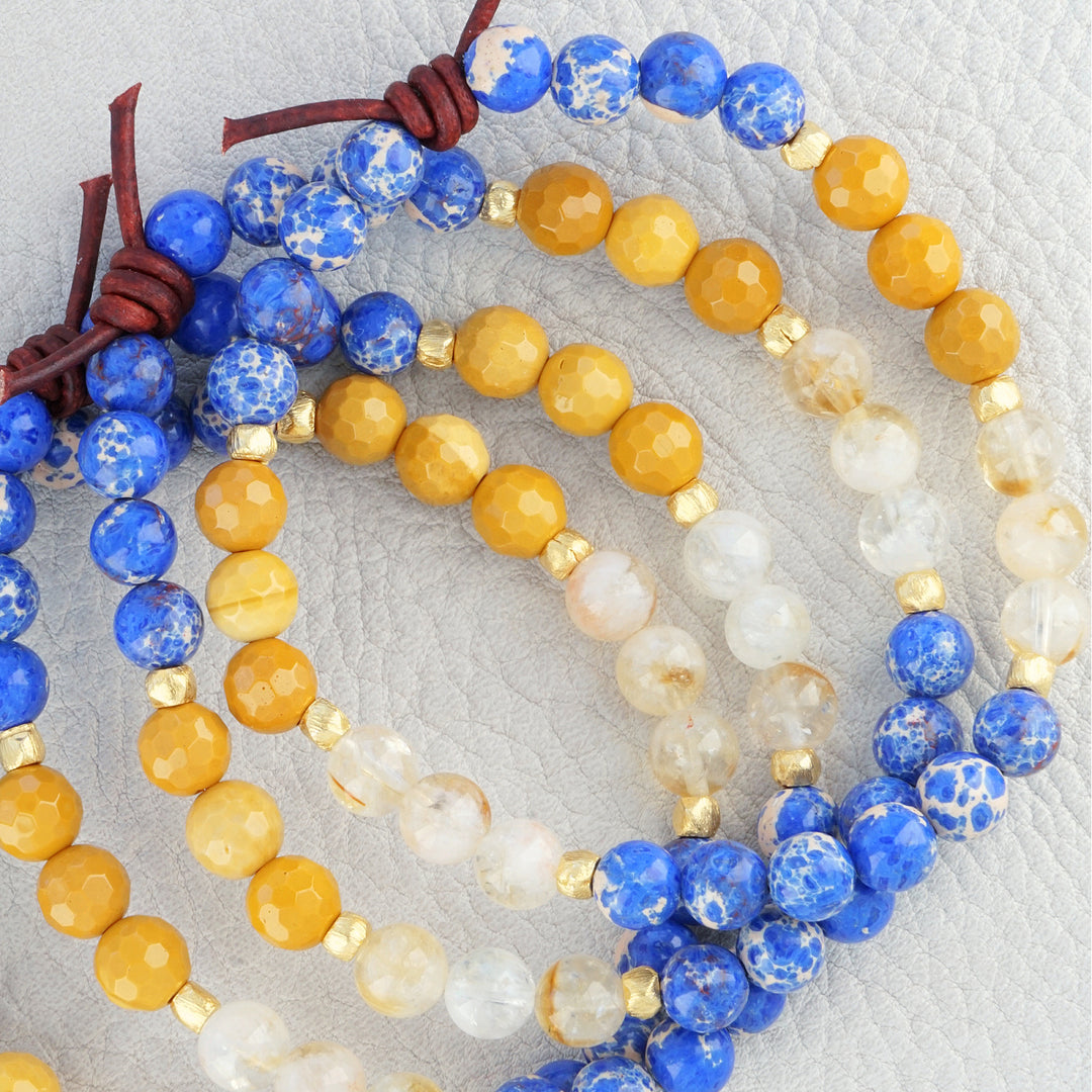 Blue Impression Jasper, Citrine, & Mookaite Mini Stacker | January Stacker of the Month