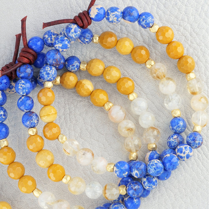 Blue Impression Jasper, Citrine, & Mookaite Mini Stacker | January Stacker of the Month