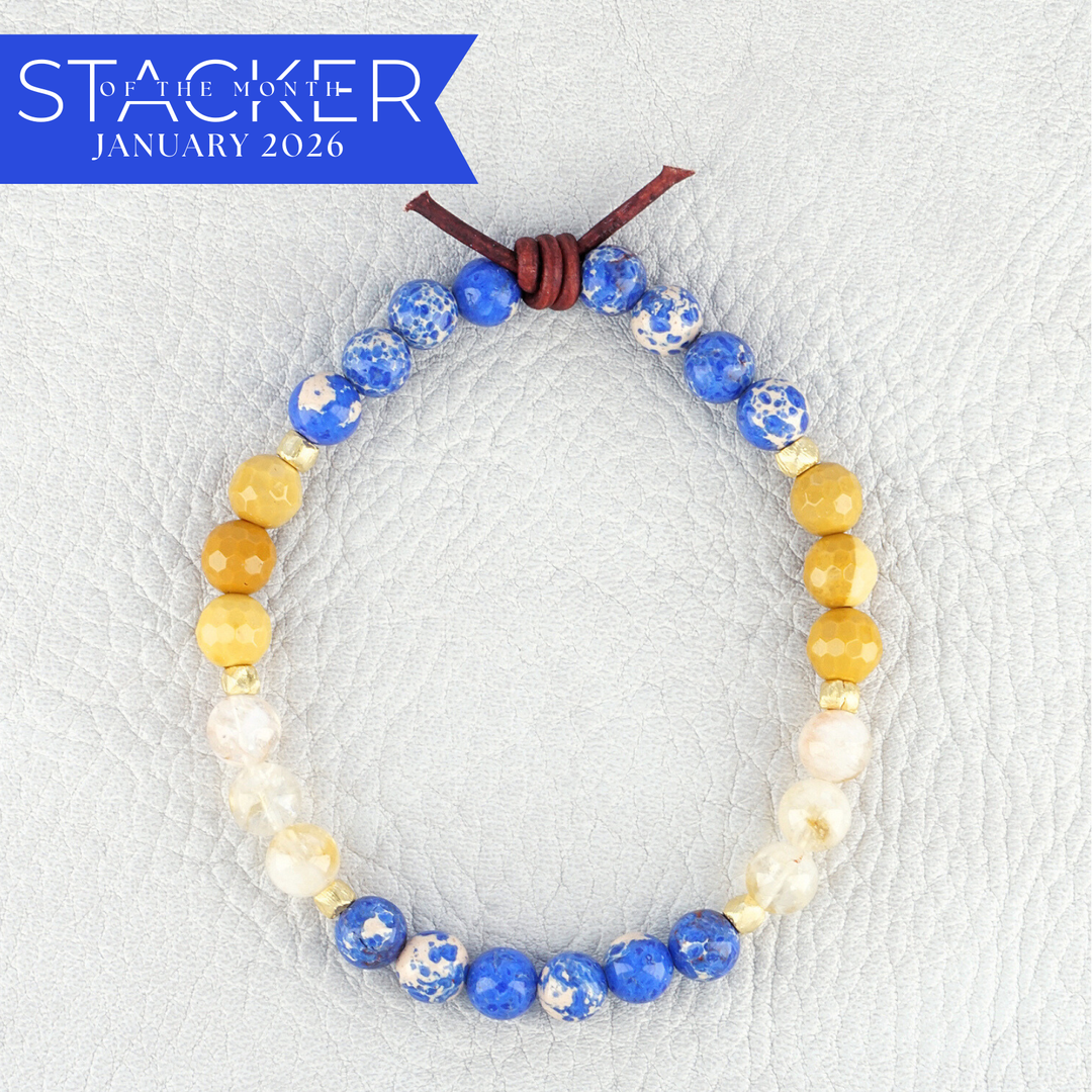 Blue Impression Jasper, Citrine, & Mookaite Mini Stacker | January Stacker of the Month