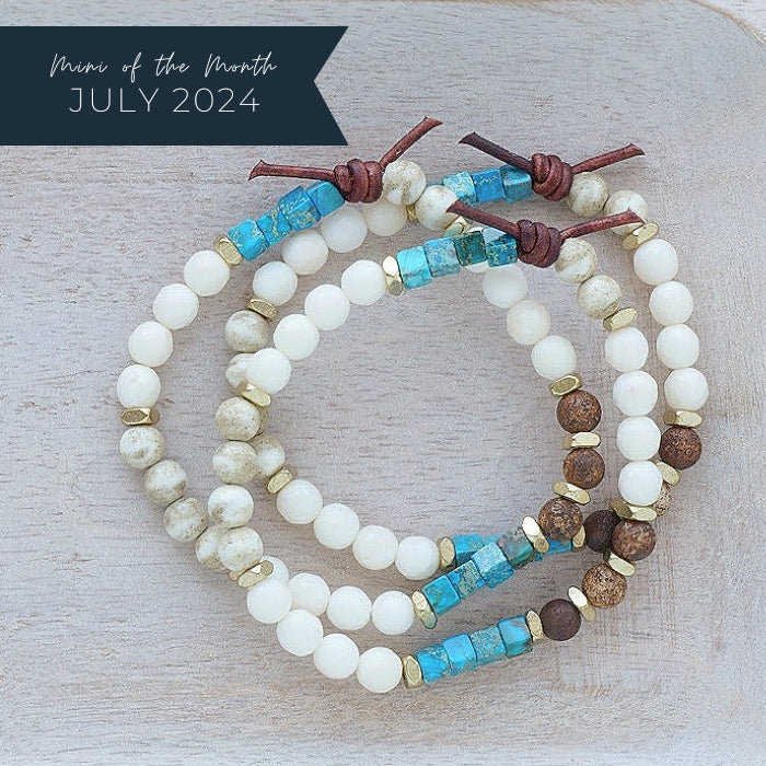 Unwind (July 2024 Mini of the Month) | Coral, Agate, and Magnesite Mini Bracelet