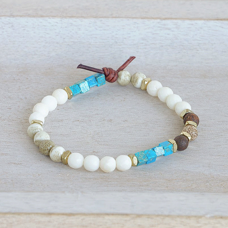 Unwind (July 2024 Mini of the Month) | Coral, Agate, and Magnesite Mini Bracelet