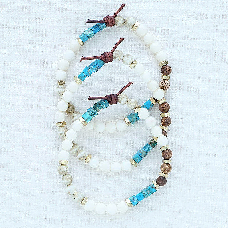 Unwind (July 2024 Mini of the Month) | Coral, Agate, and Magnesite Mini Bracelet