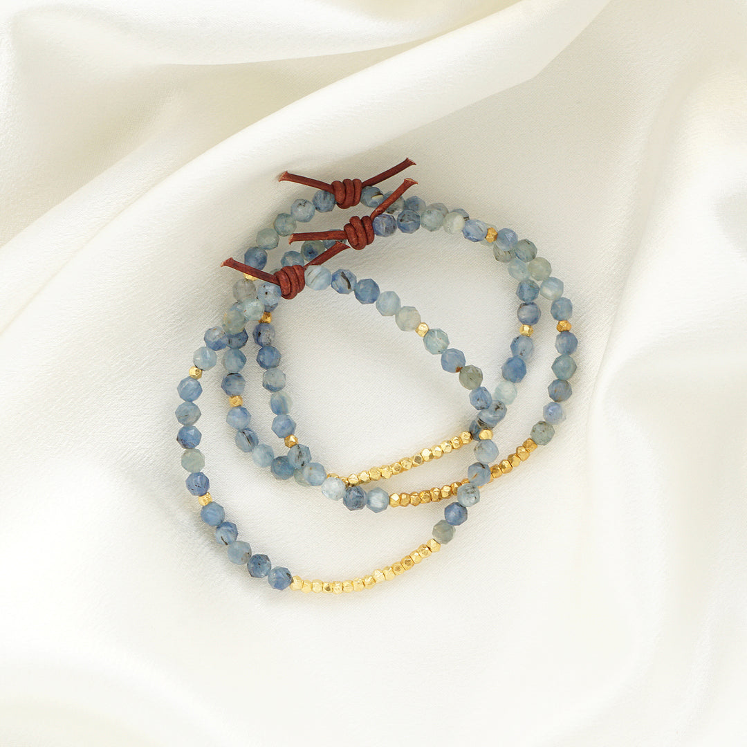 Blue Kyanite Star & Gold Nugget Mini Bracelet | 2024 Holiday Exclusive