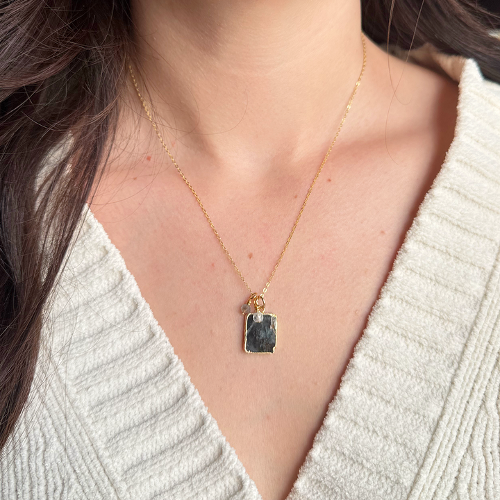 Gold Kyanite Slice Charm Necklace | 2024 Holiday Exclusive