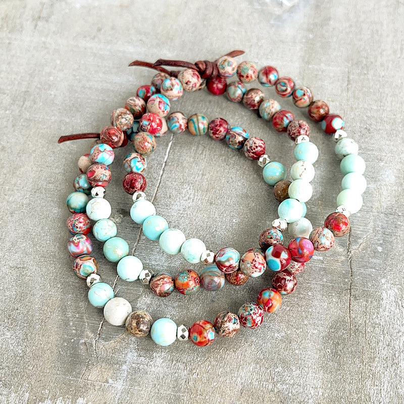 Sea Sediment Jasper & Turquoise Mini Bracelet (Carpe Diem) | August 2023 Mini of the Month