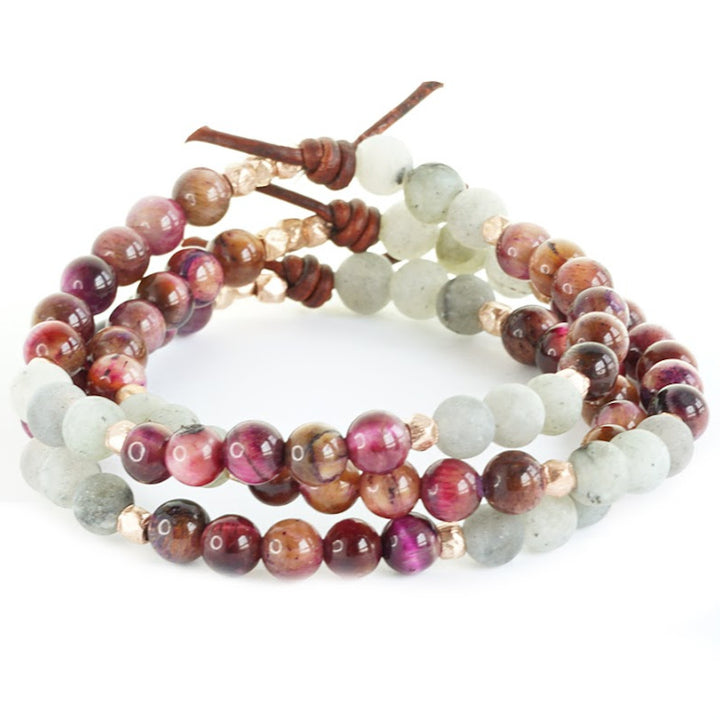 Pink Tigers Eye and Labradorite Mini Bracelet (Courageous) | October 2023 Mini of the Month