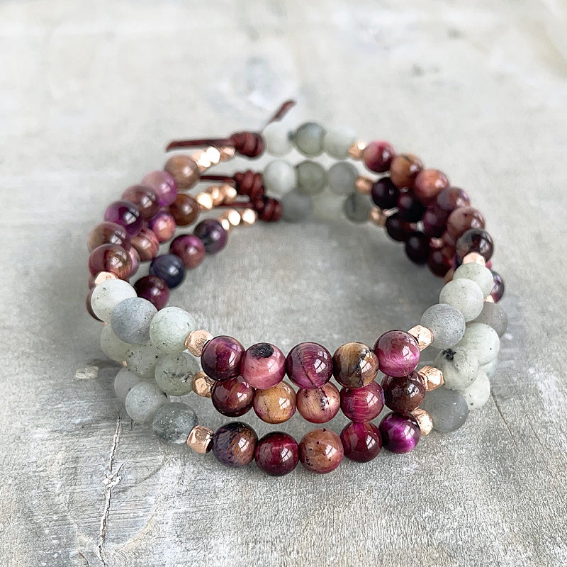 Pink Tigers Eye and Labradorite Mini Bracelet (Courageous) | October 2023 Mini of the Month