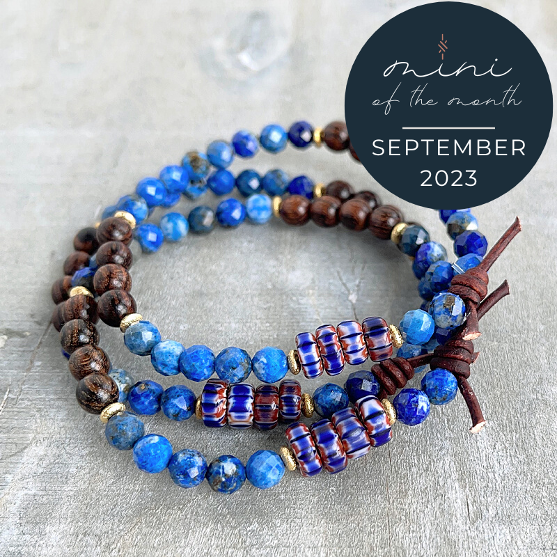 Lapis Lazuli & Tiger Skin Sandalwood Mini Bracelet (Be Bold) | September 2023 Mini of the Month