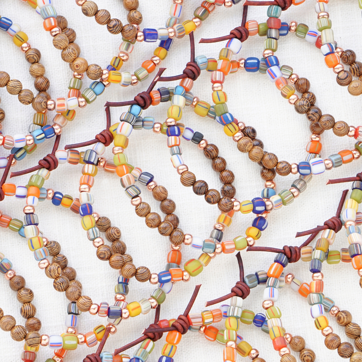 Striped Java Gooseberry Glass Beads & Sennawood Mini Stacker | March 2026 Stacker of the Month