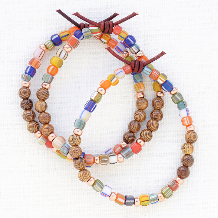 Striped Java Gooseberry Glass Beads & Sennawood Mini Stacker | March 2026 Stacker of the Month