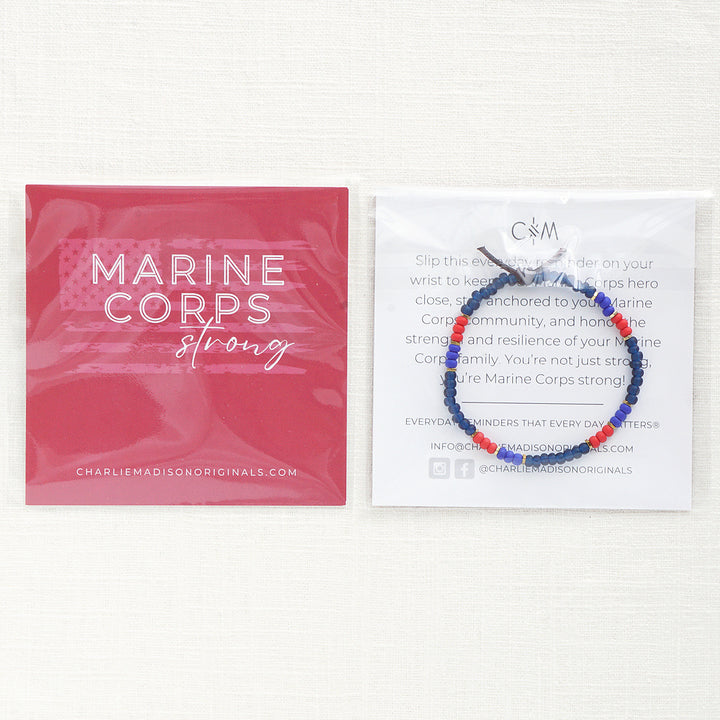 Marine Corps Strong Bracelet | Tiny Stacker Seed Bead Bracelet