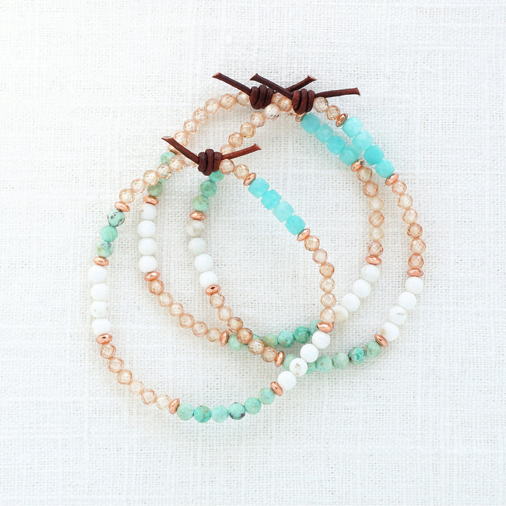 Turquoise, Zircon & Amazonite Tiny Stacker | May 2025 Stacker of the Month