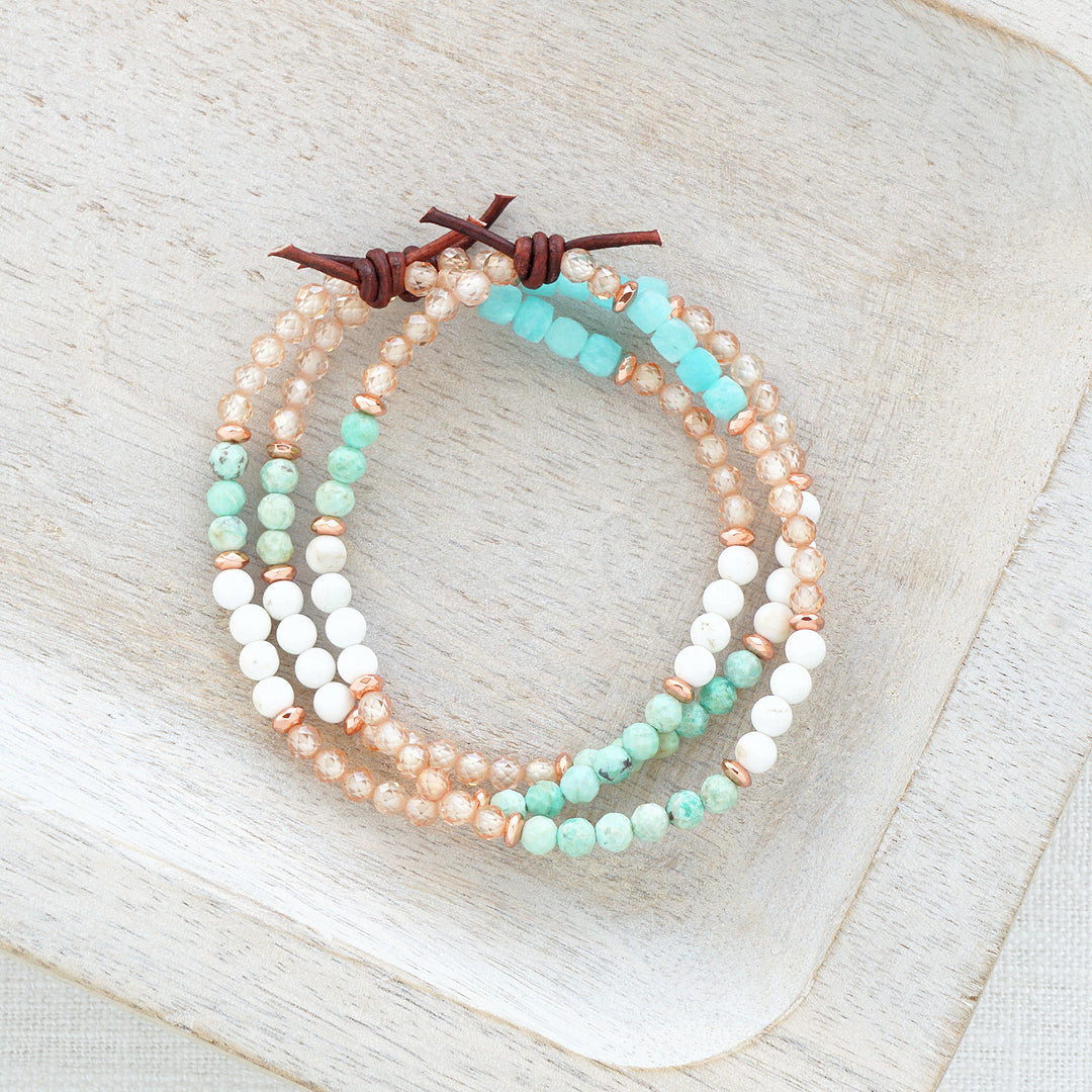 Turquoise, Zircon & Amazonite Tiny Stacker | May 2025 Stacker of the Month