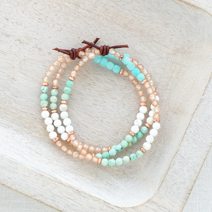 Turquoise, Zircon & Amazonite Tiny Stacker | May 2025 Stacker of the Month