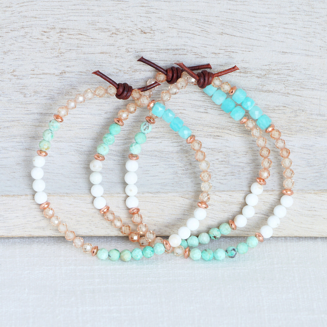 Turquoise, Zircon & Amazonite Tiny Stacker | May 2025 Stacker of the Month